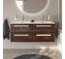 Тумба с раковиной Cezares Eco Cer-N 120 4 ящика, орех шоколад софт, раковина Eco 120, двойная, ручки сатин