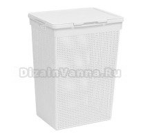 Корзина для белья Violet Лофт 275085 60 л, напольная, белая, прямоугольная, пластик