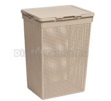 Корзина для белья Violet Лофт 275086 60 л, напольная, бежевая, прямоугольная, пластик