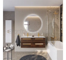 Мебель для ванной комнаты Cezares Eco Cer-N 120 4 ящика, орех шоколад софт, раковина Eco 120, двойная, ручки сатиновое золото