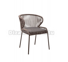 Садовый стул 4SiS Милан каркас коричневый (RAL8016) муар, роуп, коричневый, ткань темно-серая 027