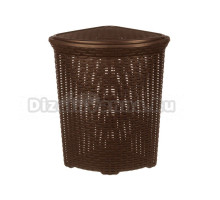 Корзина для белья Violet Ротанг 204866 60 л, напольная, коричневая, угловая, пластик
