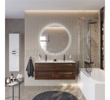 Мебель для ванной комнаты Cezares Eco Cer-N 120 4 ящика, орех шоколад софт, раковина Duet 120, двойная, ручки матовые черные