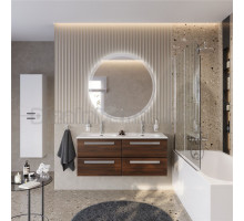 Мебель для ванной комнаты Cezares Eco Cer-N 120 4 ящика, орех шоколад софт, раковина Duet 120, двойная, ручки серые