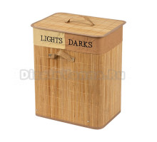 Корзина для белья Рыжий кот BLB-10-N 60 л, напольная, бежевая, прямоугольная, бамбук, текстиль