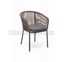 Садовый стул 4SiS Марсель каркас коричневый (RAL8016) муар, роуп коричневый, ткань темно-серая 027