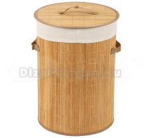 Корзина для белья Рыжий кот BLB-01-D 212025 46, 8 л, напольная, круглая, бамбук, текстиль