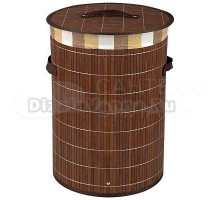 Корзина для белья Рыжий кот BLB-01-D 212024 46, 8 л, напольная, круглая, бамбук, текстиль