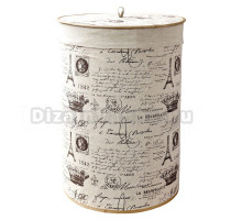 Корзина для белья Рыжий кот BLB-08-R 212028 48 л, напольная, белая, круглая, бамбук, лен