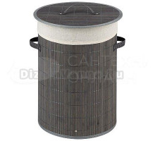 Корзина для белья Рыжий кот BLB-01-G 261094 46, 8 л, напольная, серая, круглая, бамбук, текстиль