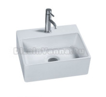 Накладная раковина Olive'S Ronda RN33246 глянцевая белая, прямоугольная, фаянс, с 1 отверстием под смеситель