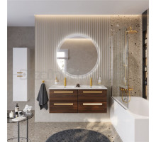 Мебель для ванной комнаты Cezares Eco Cer-N 120 4 ящика, орех шоколад софт, раковина Duet 120, двойная, ручки сатиновое золото