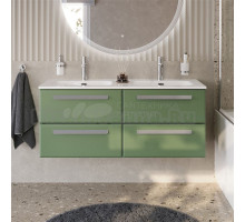 Тумба с раковиной Cezares Eco Cer-N 120 4 ящика, фисташковый софт, раковина Eco 120, двойная, ручки серые