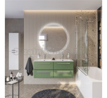 Мебель для ванной комнаты Cezares Eco Cer-N 120 4 ящика, фисташковый софт, раковина Eco 120, двойная, ручки серые