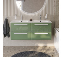 Тумба с раковиной Cezares Eco Cer-N 120 4 ящика, фисташковый софт, раковина Eco 120, двойная, ручки сатин