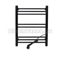 Полотенцесушитель электрический Tera Богема 400х600 60x45 см, подключение справа, матовый черный RAL9005, лесенка, из стали