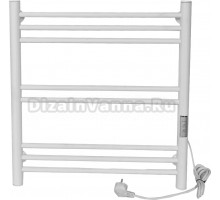Полотенцесушитель электрический Tera Богема 500х600 60x55 см, подключение справа, матовый белый RAL9016, лесенка, из стали