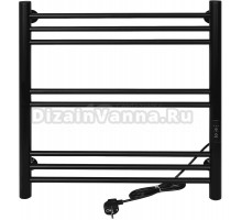 Полотенцесушитель электрический Tera Богема 500х600 60x55 см, подключение справа, матовый черный RAL9005, лесенка, из стали