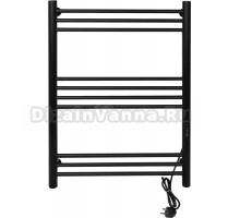 Полотенцесушитель электрический Tera Богема 500х800 80x55 см, подключение справа, матовый черный RAL9005, лесенка, из стали