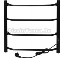 Полотенцесушитель электрический Tera Виктория 500х600 60x55 см, подключение справа, матовый черный RAL9005, лесенка, из стали