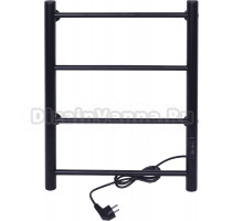 Полотенцесушитель электрический Tera Классика 400х600 60x45 см, подключение справа, матовый черный RAL9005, лесенка, из стали