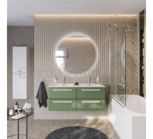 Мебель для ванной комнаты Cezares Eco Cer-N 120 4 ящика, фисташковый софт, раковина Duet 120, двойная, ручки сатин