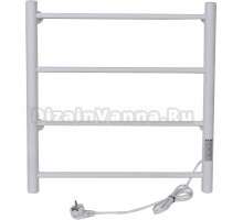 Полотенцесушитель электрический Tera Классика 500х600 60x55 см, подключение справа, матовый белый RAL9016, лесенка, из стали