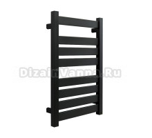 Полотенцесушитель электрический Fixsen Hi-Tech FX-7500B 80x50 см, подключение справа, матовый черный, лесенка, алюминиевый