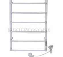 Полотенцесушитель электрический Tera Мост 500х800 80x55 см, подключение справа, матовый белый RAL9016, лесенка, из стали
