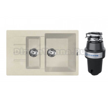 Комплект Мойка Lava D2.CRE, crema + Измельчитель KUCHENSTERN Muhle