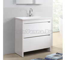 Тумба с раковиной Belux Мадрид 80 напольная, белая глянцевая