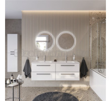 Мебель для ванной комнаты Cezares Eco Cer-N 140 4 ящика, bianco lucido, раковина Duet 140, двойная, ручки серые