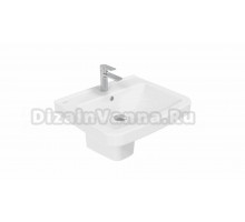 Раковина Creavit Lara 60 глянцевая белая, прямоугольная, с полупьедесталом