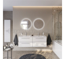 Мебель для ванной комнаты Cezares Eco Cer-N 140 4 ящика, bianco lucido, раковина Duet 140, двойная, ручки сатин