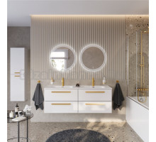 Мебель для ванной комнаты Cezares Eco Cer-N 140 4 ящика, bianco lucido, раковина Duet 140, двойная, ручки сатиновое золото