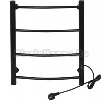 Полотенцесушитель электрический Tera Ребро 400х600 60x45 см, подключение справа, матовый черный RAL9005, лесенка, из стали