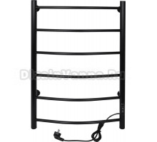 Полотенцесушитель электрический Tera Ребро 500х800 80x55 см, подключение справа, матовый черный RAL9005, лесенка, из стали