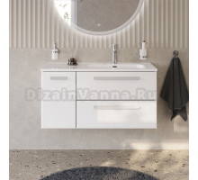 Тумба под раковину без столешницы Cezares Eco Cer-N 100 R 2 ящика, 1 дверца, bianco lucido, ручки сатин