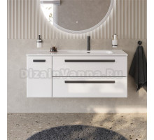 Тумба под раковину без столешницы Cezares Eco Cer-N 120 R 2 ящика, 1 дверца, bianco lucido, ручки матовые черные