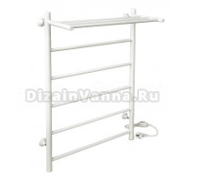 Полотенцесушитель электрический Tera Классика 500х800 80x50 см, подключение справа, матовый белый RAL9016, лесенка, из стали, с полкой