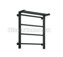 Полотенцесушитель электрический Tera Классика-люкс 500х600 60x55 см, подключение справа, черный матовый муар, лесенка, из стали, с полкой