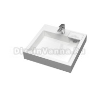 Раковина над стиральной машиной Uperwood Vission 60x60 глянцевая белая, квадратная, литьевой мрамор, с кронштейном