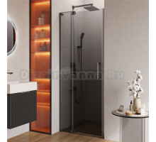Душевая дверь в нишу Cezares Slider B 1 80/90 Grigio GM профиль оружейная сталь, стекло серое
