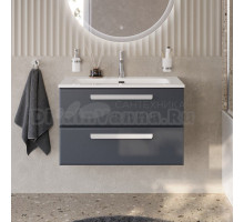 Тумба под раковину без столешницы Cezares Eco Cer-N 80 grafito, ручки сатин