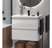 Тумба с раковиной Belux Фаворит 85 подвесная, белая глянцевая, раковина 85-02