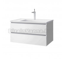 Тумба с раковиной Belux Фаворит 100 подвесная, белая глянцевая, раковина 100-02