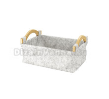 Корзина для белья Wasserkraft Aula WB-110-M серая, прямоугольная, текстиль, дерево