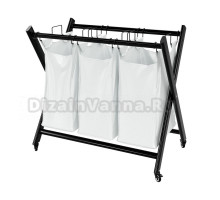 Корзина для белья Wasserkraft Naab WB-860-L 123 л, напольная, белая, черная, прямоугольная, металл, текстиль