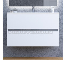 Тумба под раковину без столешницы Sanvit Кубэ-2 80 подвесная, 2 ящика, матовый жемчуг