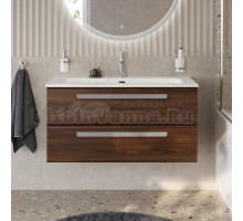 Тумба под раковину без столешницы Cezares Eco Cer-N 100 орех шоколад софт, ручки серые